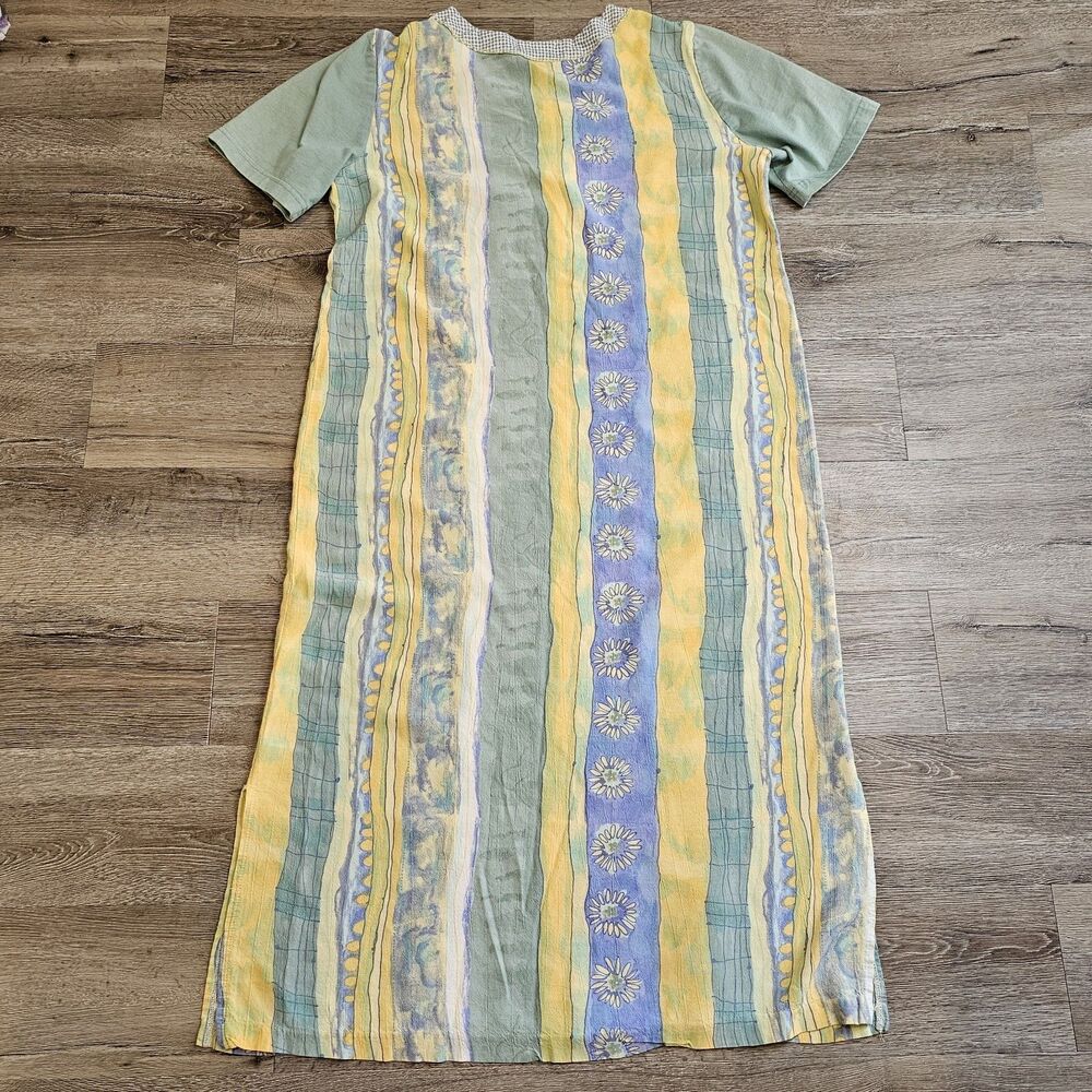 Naturally Yours Hawaii Vintage Patchwork Pastel Dress L Cottagecore Easter Beach - Picture 6 of 11